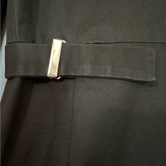 Barneys New York Made in Italy Black Long Streamlined Cotton Coat. Pockets - Picture 7 of 16